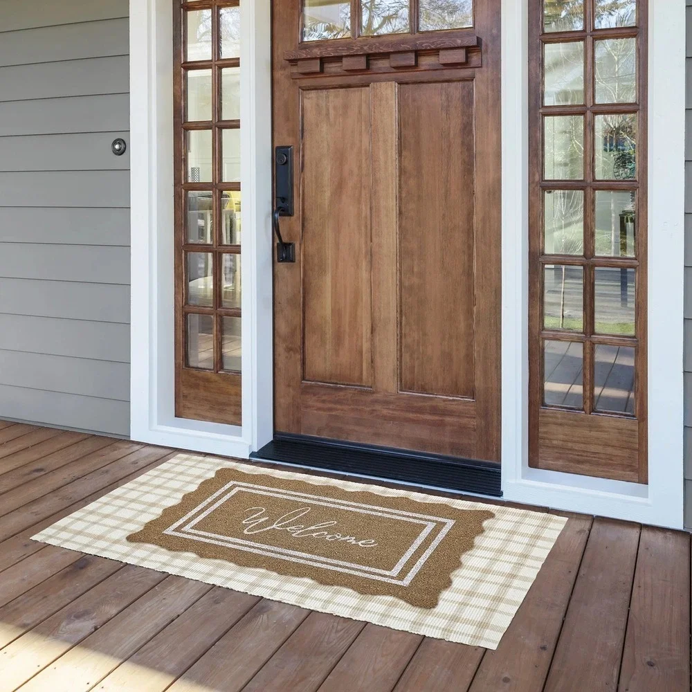 My Texas House Welcome Natural Scallop Edge & Border Outdoor Coir Doormat 18x30